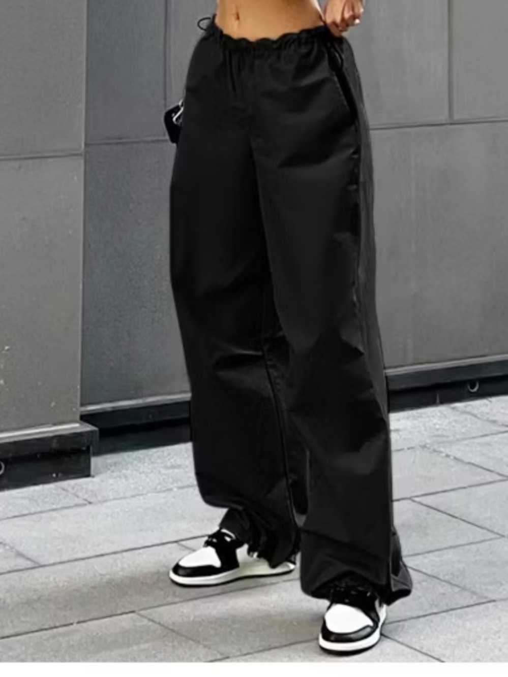 Adjustable Drawstring Parachute Pants Loose Streetwear Jogger Cargo Pant size M